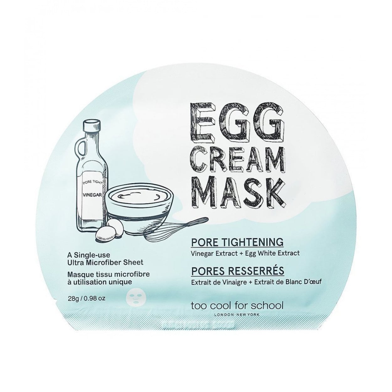 Тканинна маска для обличчя Too Cool For School Egg Cream Mask Pore Tightening з яєчним альбуміном, 28 г